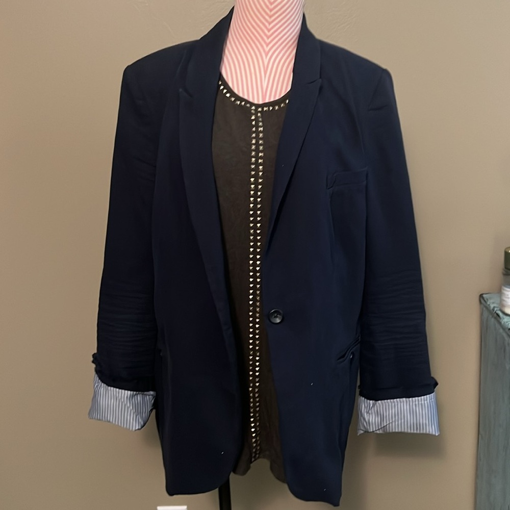 Navy Blue Longline Blazer by Treasure & Bond - size L